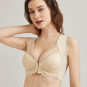 Super Soft & Comfortable Front Close Bra, Elegant Lace Wireless Push Up Bra, Mother's Day Gift, Women's Lingerie & Underwear (Color: Skin Tone)