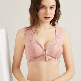 Super Soft & Comfortable Front Close Bra, Elegant Lace Wireless Push Up Bra, Mother's Day Gift, Women's Lingerie & Underwear (Color: Pink)